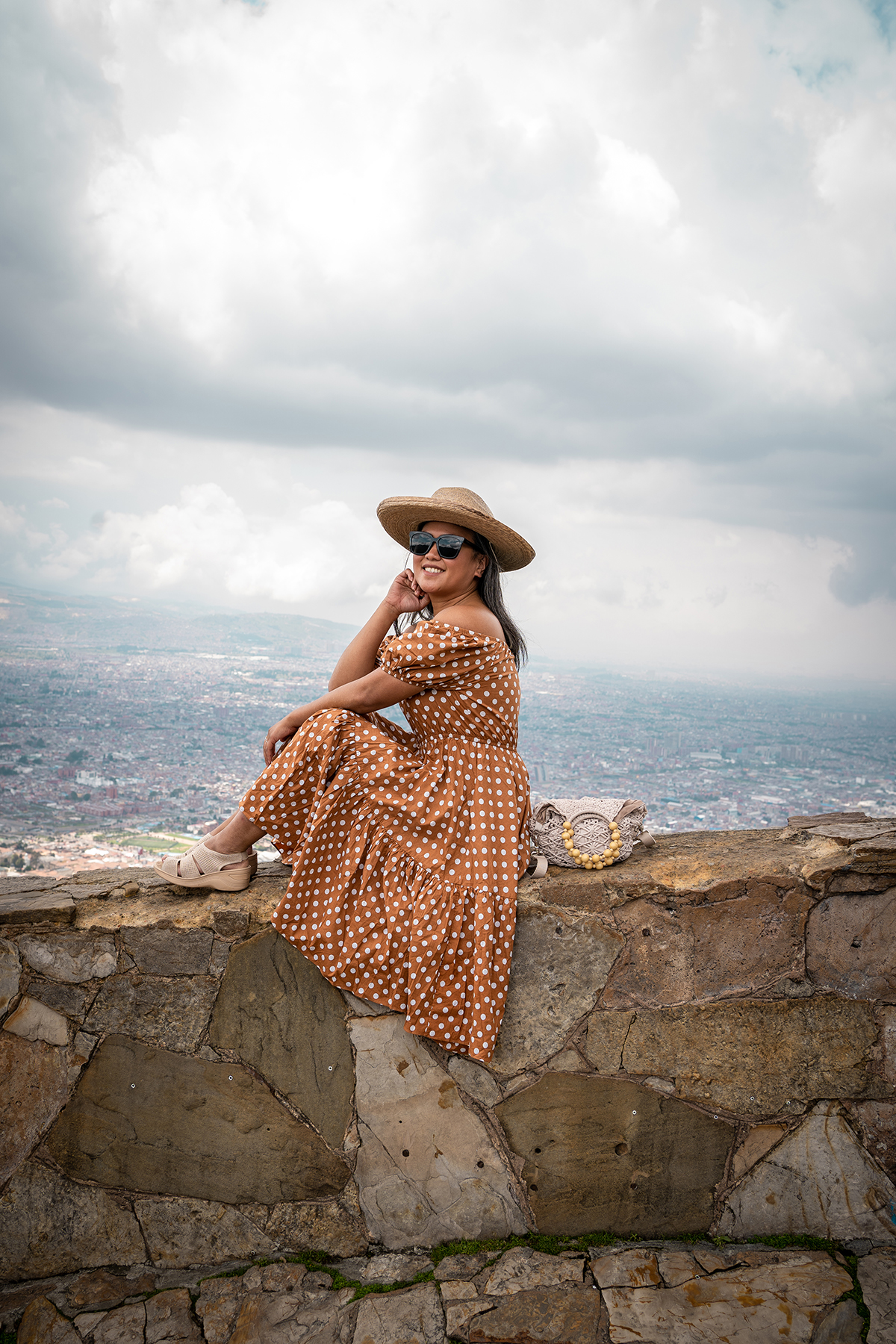 Cerro Monserrate Bogota Colombia Caroline Constas Dress Sak Gaia Crossbody Bag Bzees Shoes