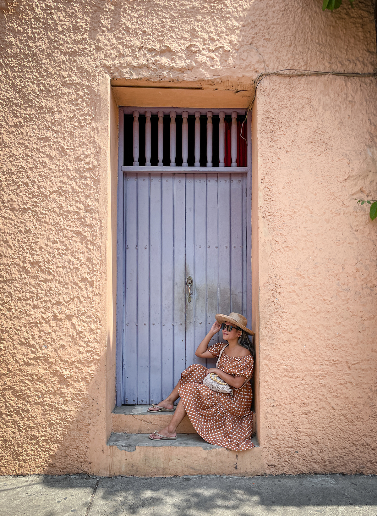 Colorful doors and walls of Getsamani neighborhood in Cartagena Colombia