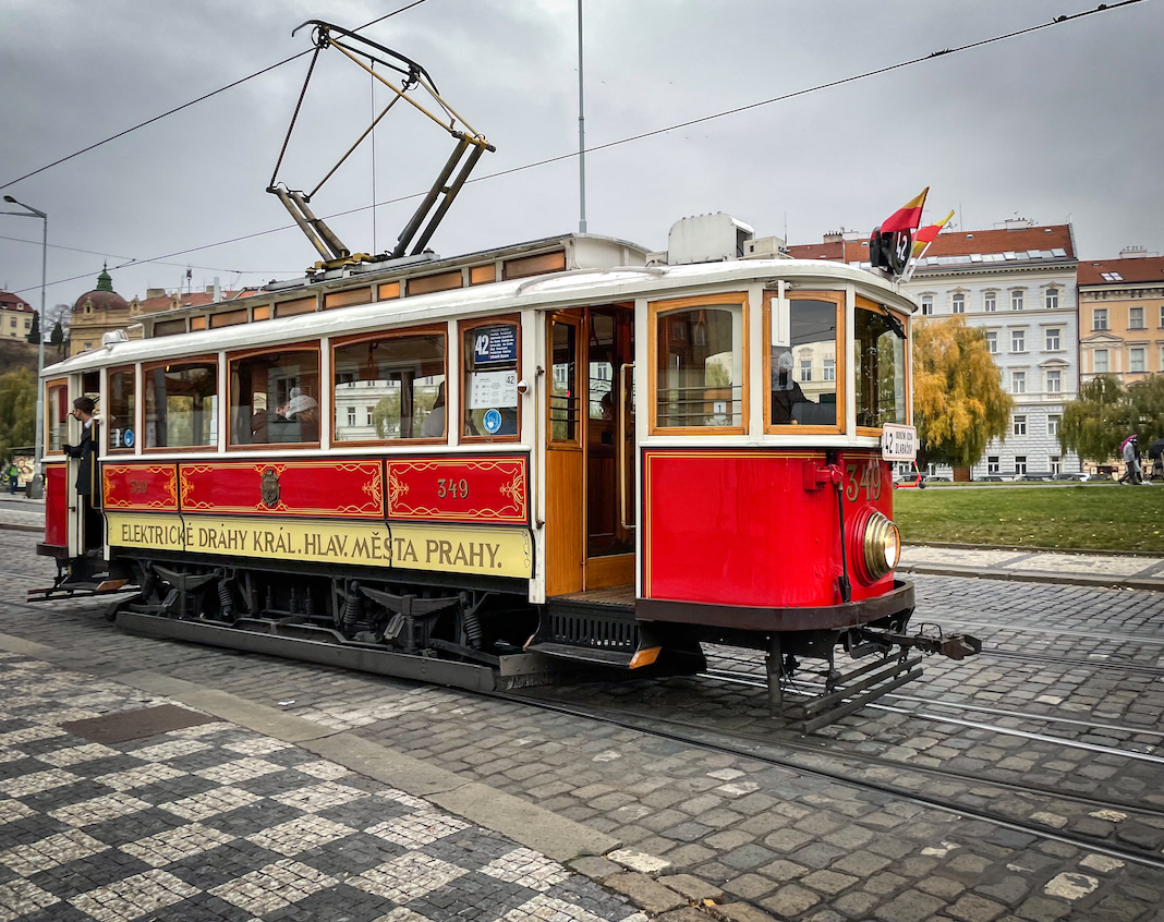 Old Tram Bus in Prague Czech Republic