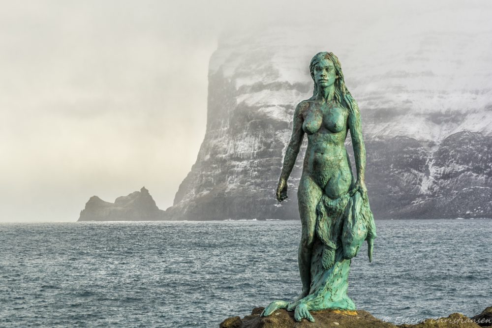 Mikladalurs Kopakonan on the Faroe Islands Selkie Mermaid Statue