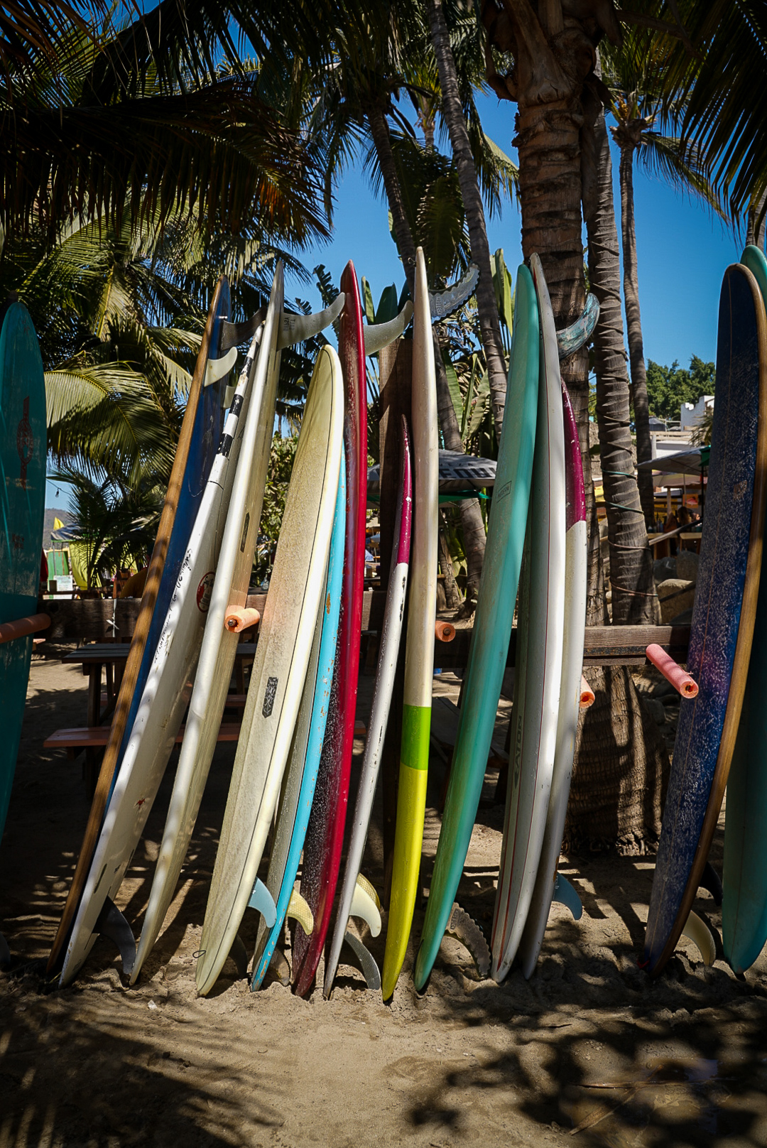 stack of surfboards in Sayulita mexico