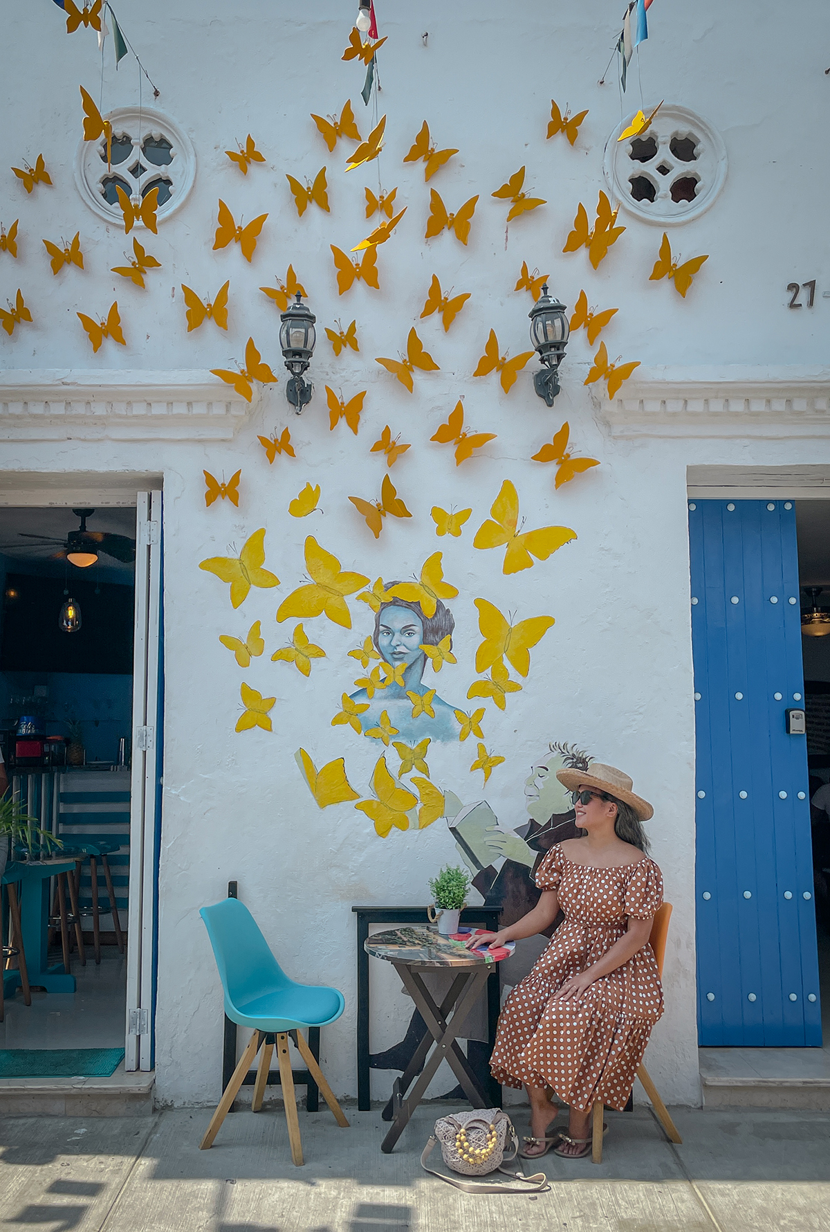 Butterfly Wall art in Getsemani Cartagena Colombia