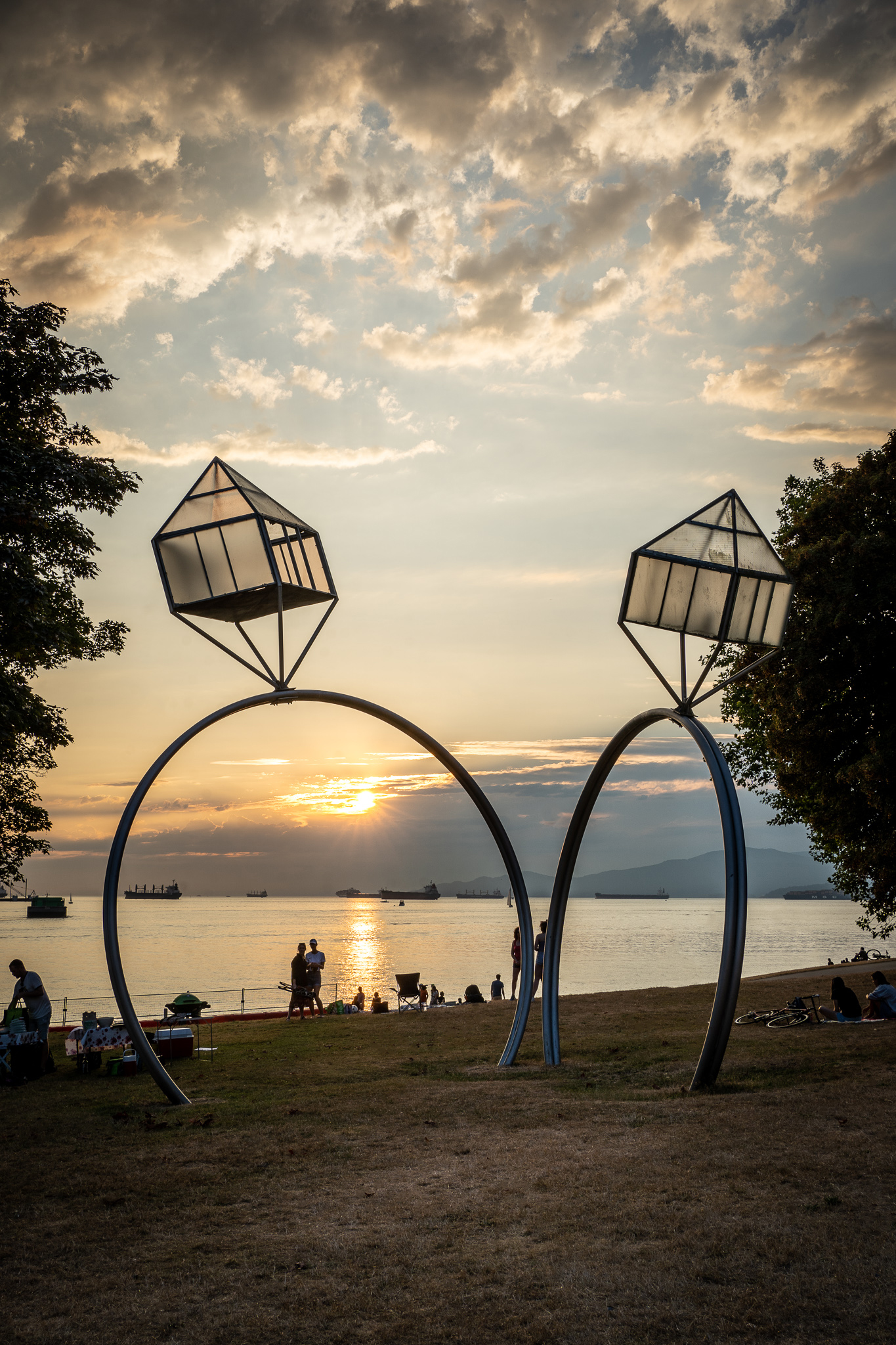 Engagement Ring Sculpture Vancouver BC Canada Sunset