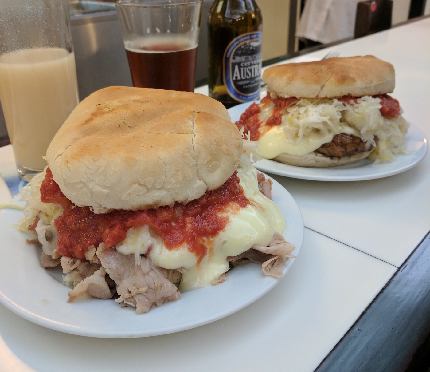 pork meat sandwiches from Fuente Alamana Santiago Chile