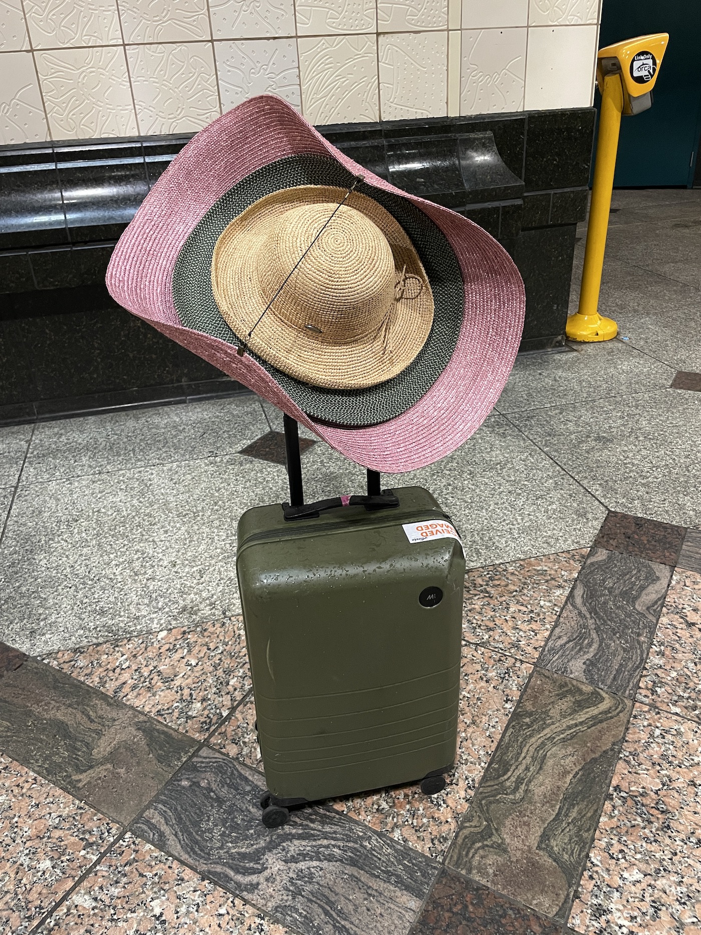 Hat Stack for travel and Monos carry on Luggage