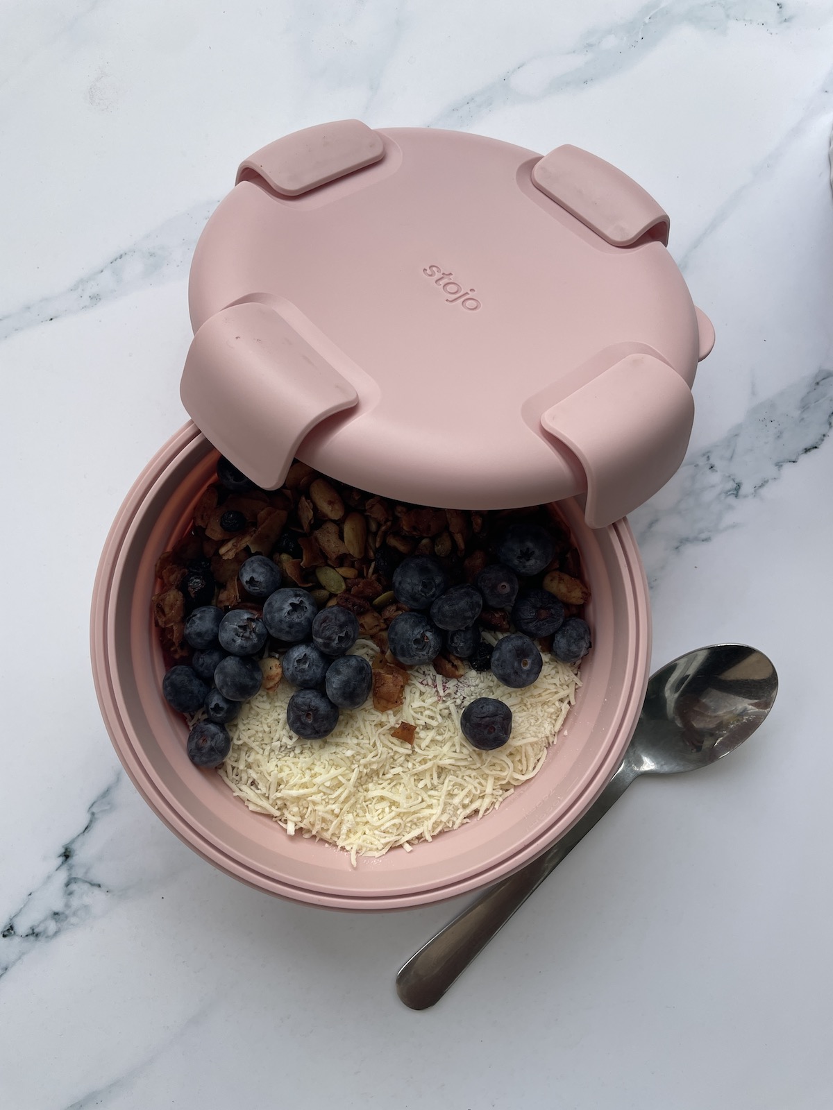 Stojo Collapsible Bowl Pink with Acai Bowl