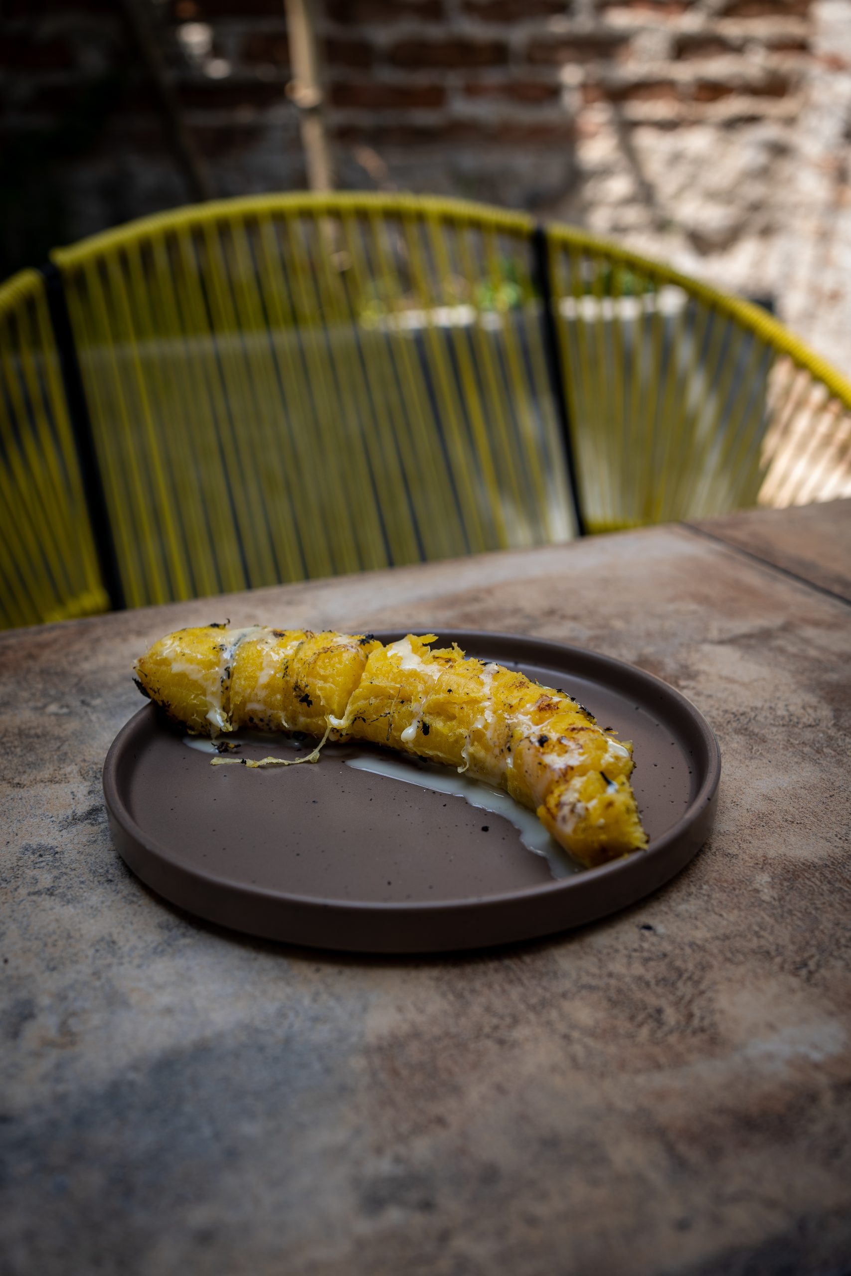 Casa Tierra grilled Banana Dessert with condensed milk oaxaca mexico