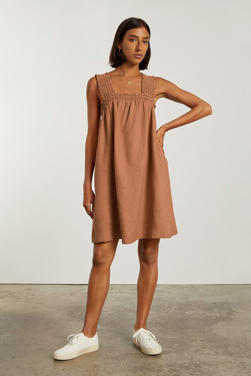 Everlane Smocked Linen Dress