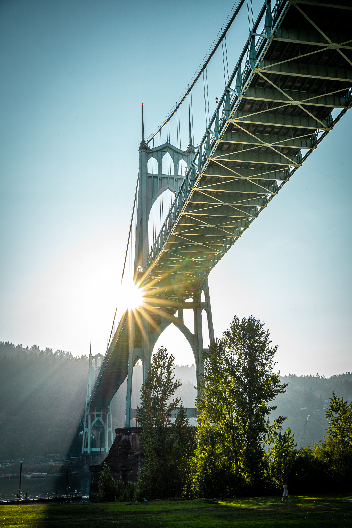 Sunset from St Johns Bridge Cathedral Park Portland Oregon