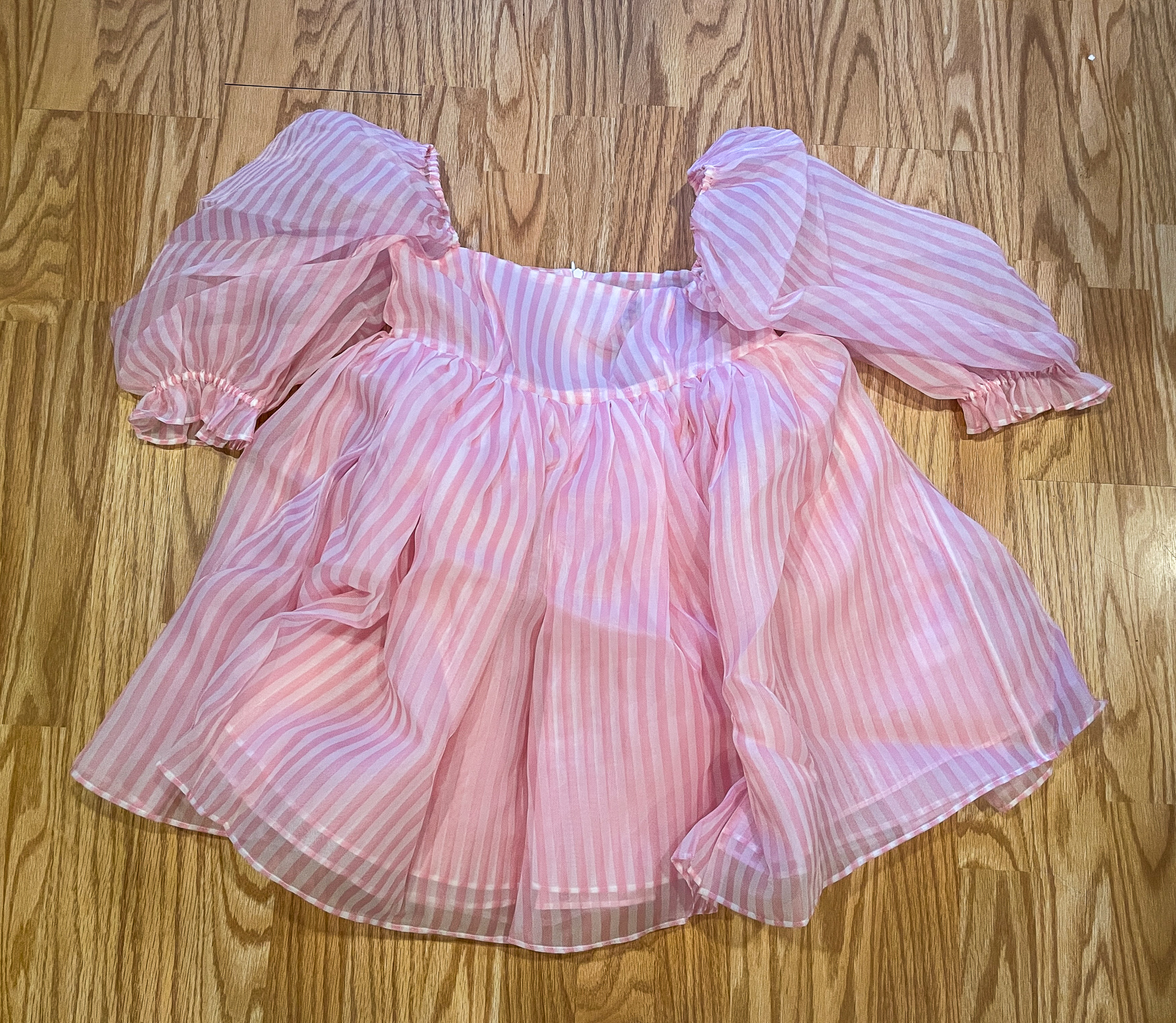 Selkie Maison Amory Candy Striped Puff Mini Dress