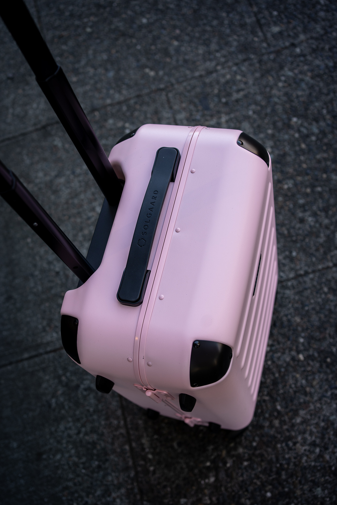 Solgaard Carry On Plus Suitcase in Del Mar Rose PINK top