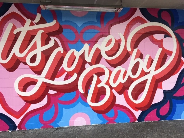 its love baby mural in west end vancouver bc canada davie and thurlow