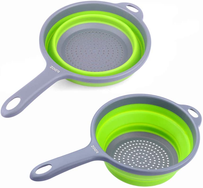 Collapsible Strainer green silicone and plastic