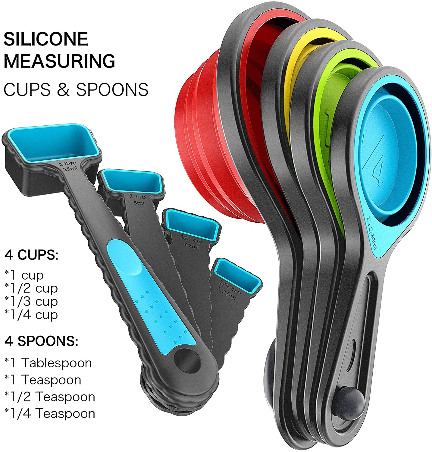 collapsible silicone measuring cups and spoons