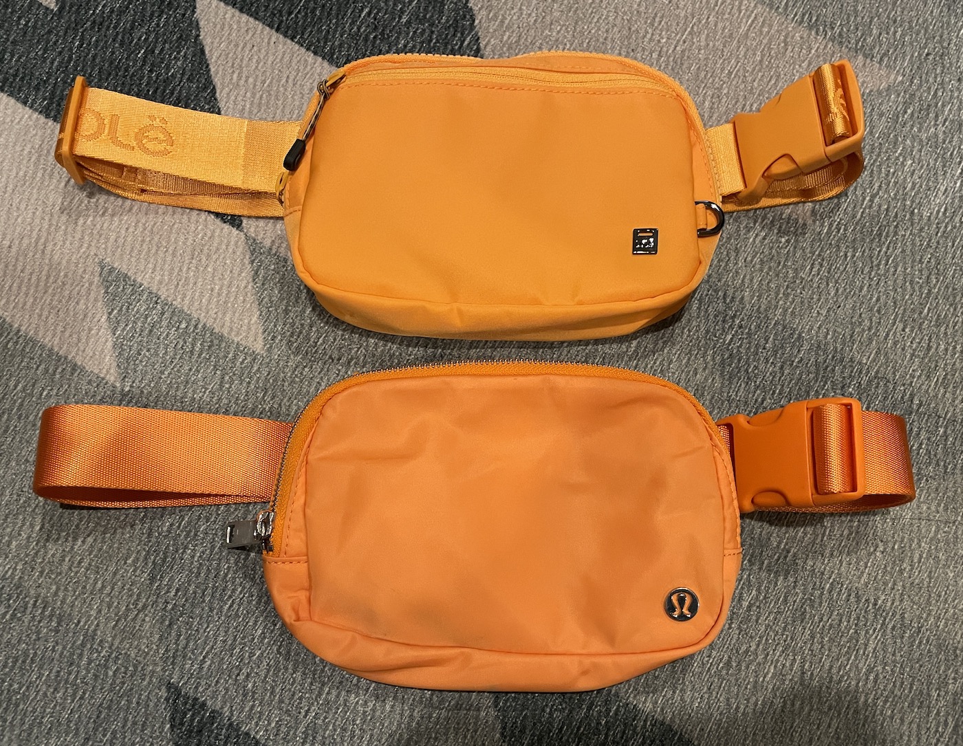 Comparison lolë Jamie Belt Bag in Papaya lululemon Everywhere Belt Bag in Tiger Orange