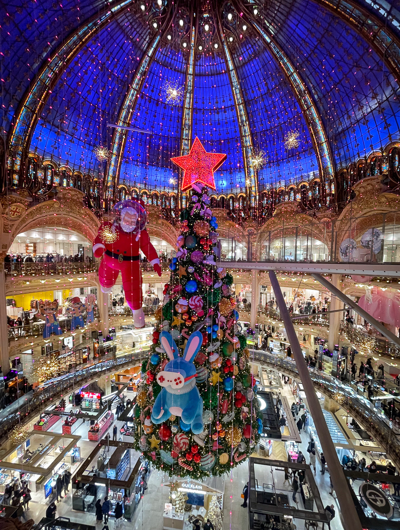 Galleries LaFayette Paris shopping center holiday decoration christmas tree