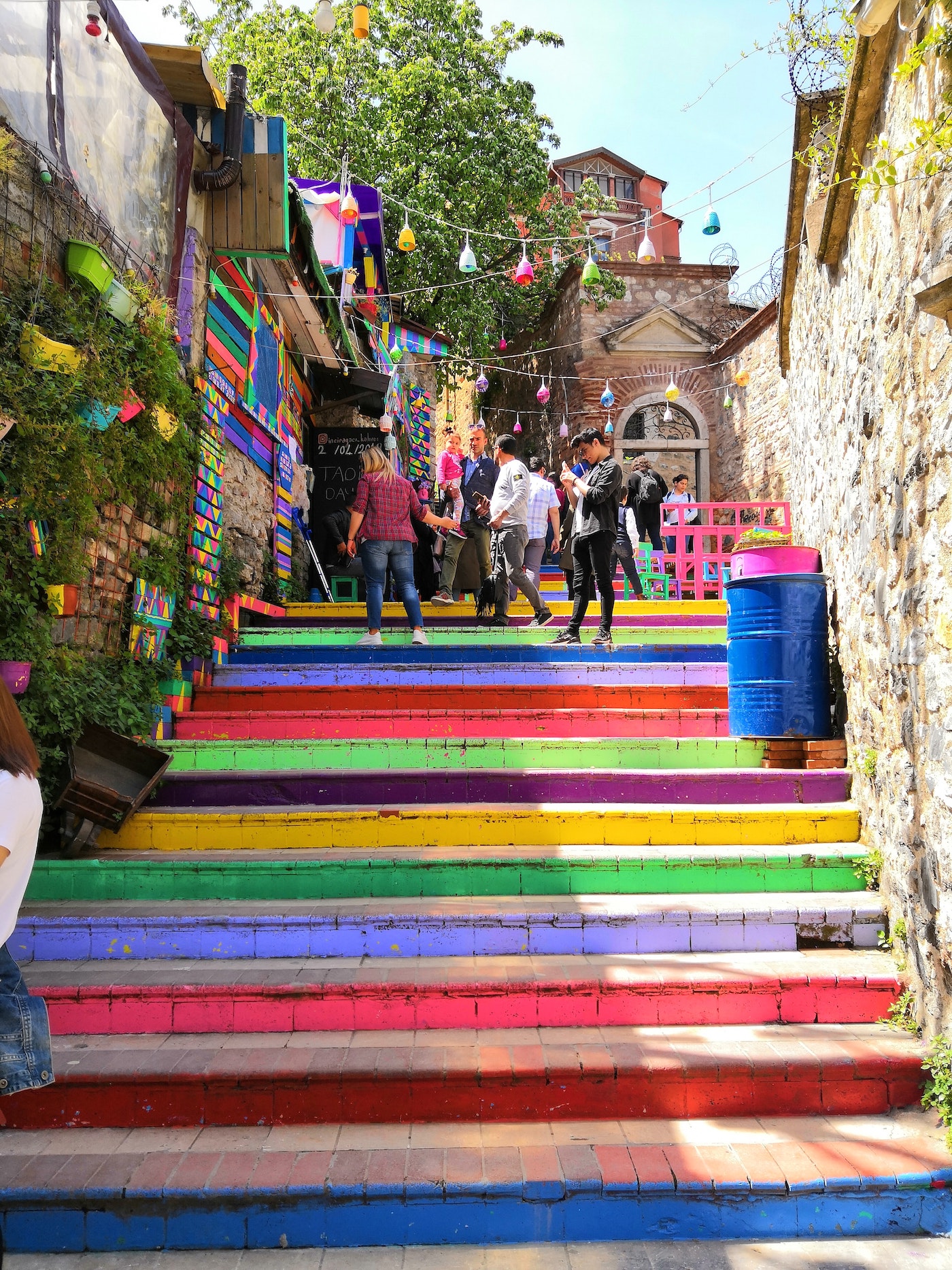 rainbow stair steps Fıkdıklı Cihangir Istanbul Turkey Cafe Nove