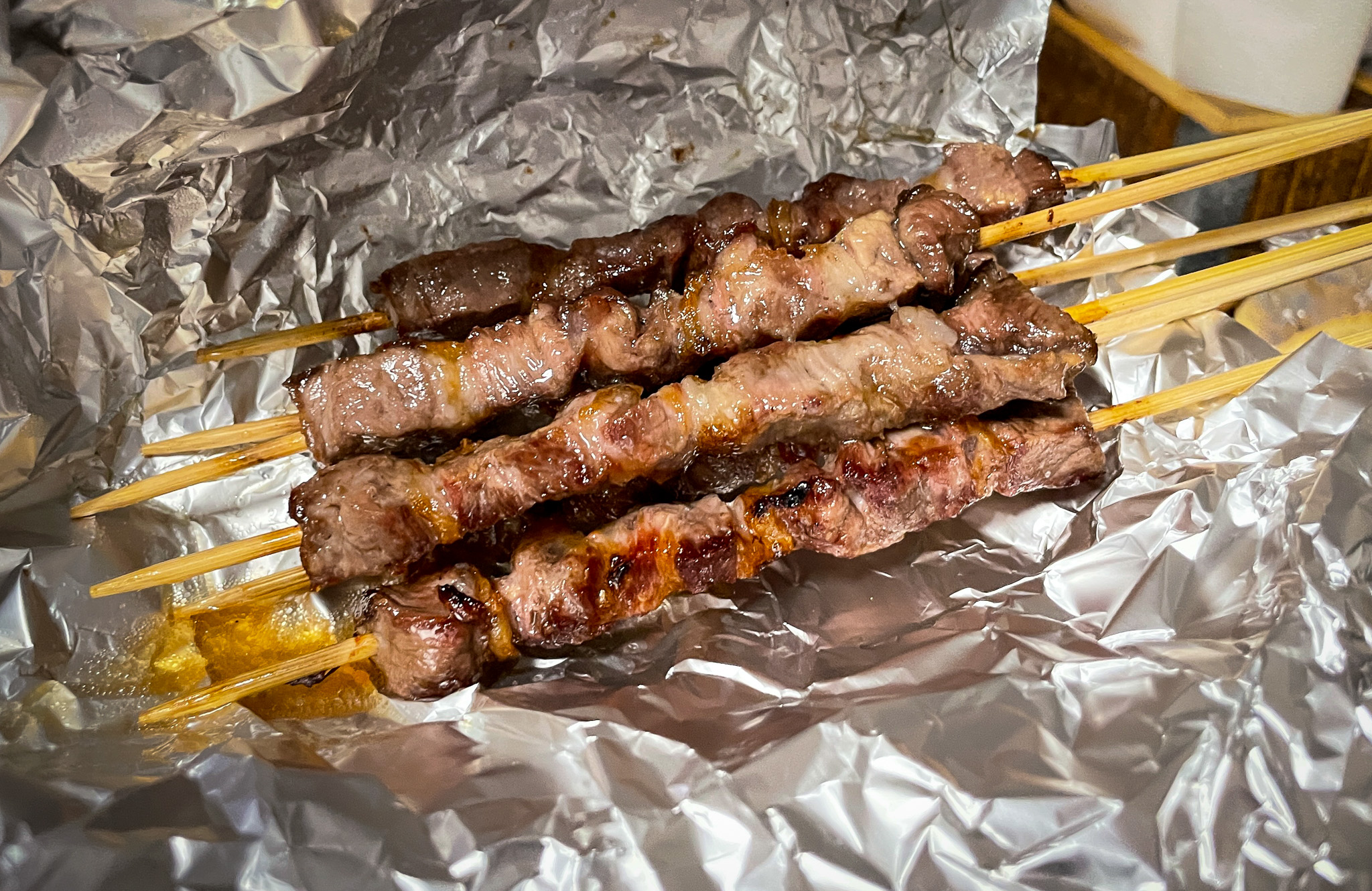 Arrostocini meat on a stick snack