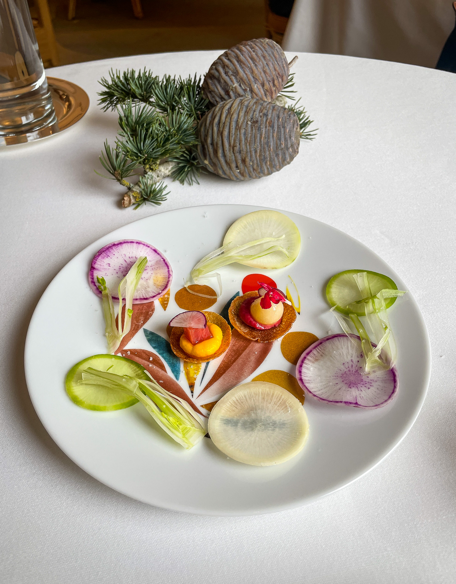 Sliced Vegetable Amuse Bouche Arpege Paris France