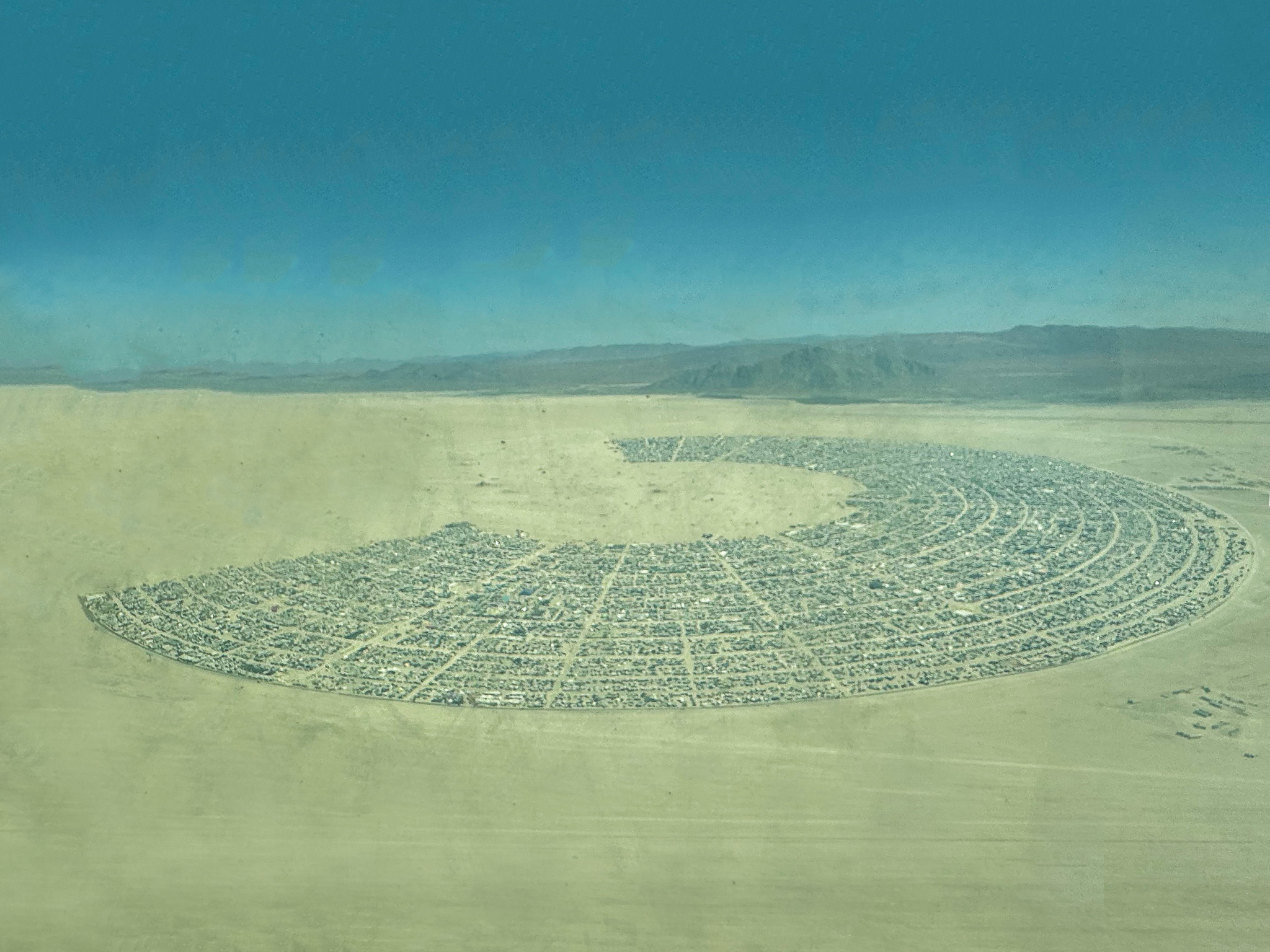 Black Rock City from Above in a plane Burning Man