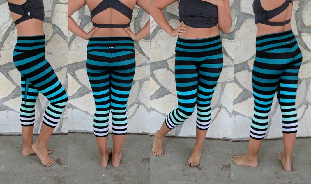 K-DEER Signature Stripe Activewear Leggings, Trina/Legging Length, XX-Large  at  Women's Clothing store