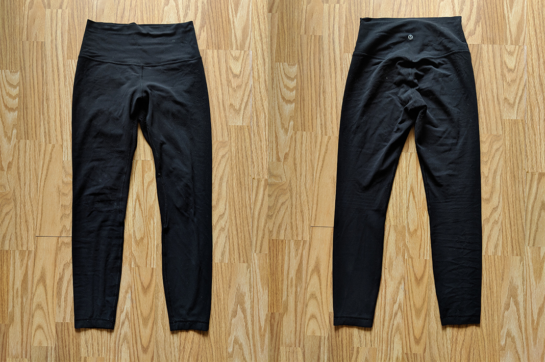 Asia Fit Align HR pant sizing comparison (size L vs sizes 6 & 8