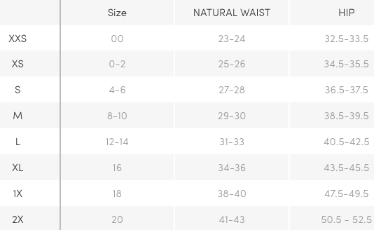 frame jeans size chart