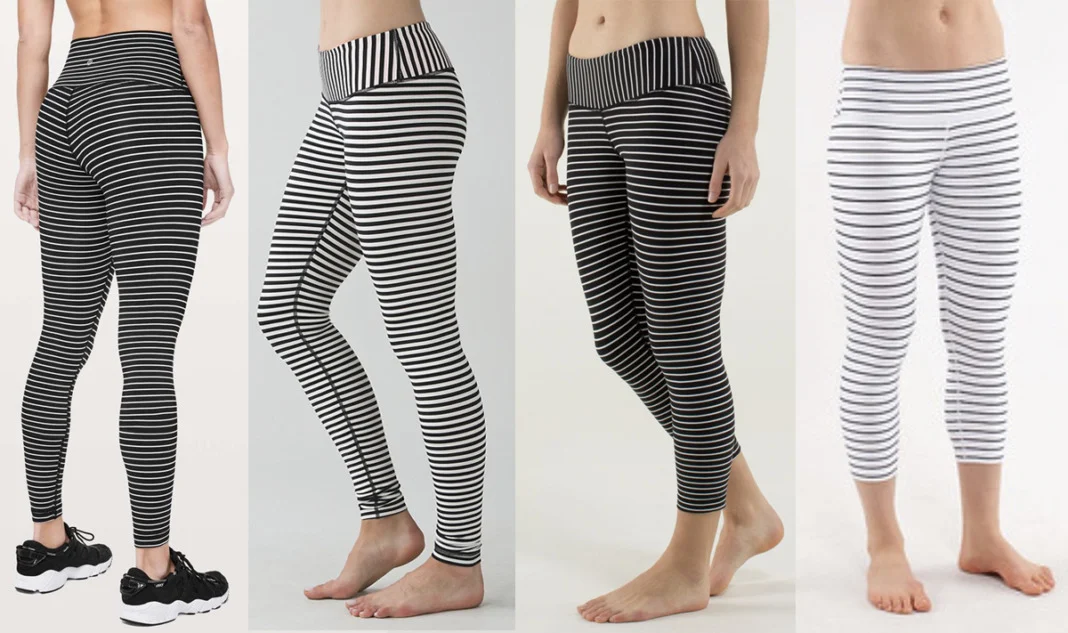 Lululemon wunder under Parallel Stripe striped leggings size 6 black white