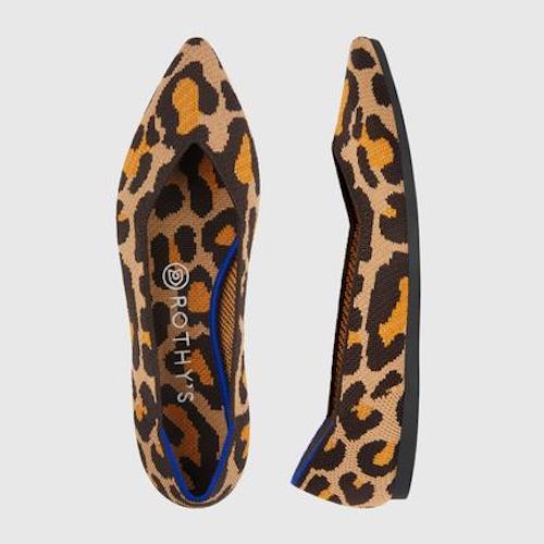 rothys big cat point shoes leopard print