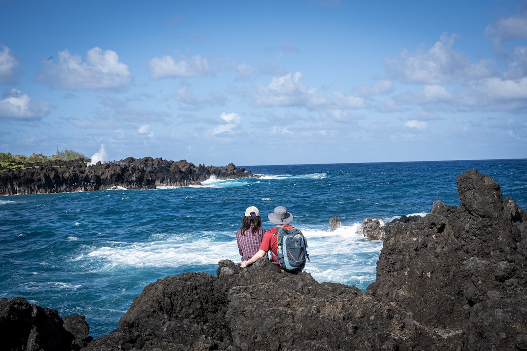 Couple traveling on the Road to Hana Maui Hawaii