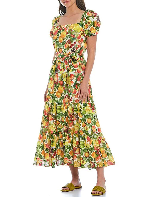 Antonio Melani Charlotte Citrus Print Maxi Dress