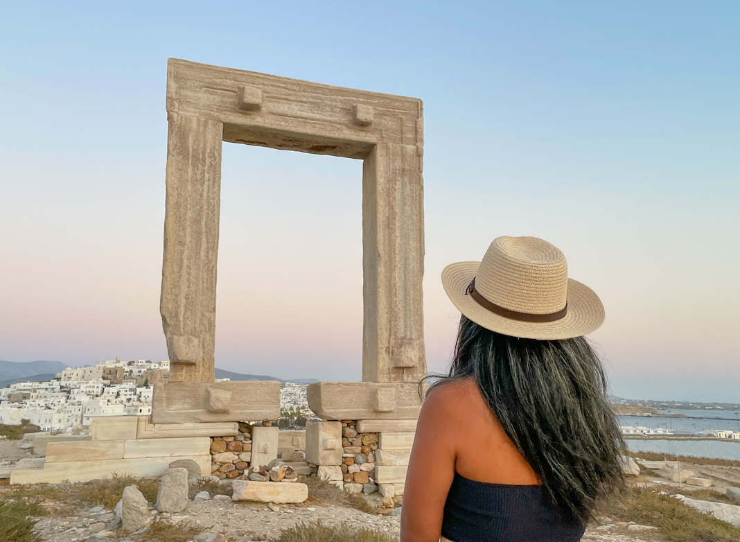 temple of Apollo in Naxos Greece after sunset